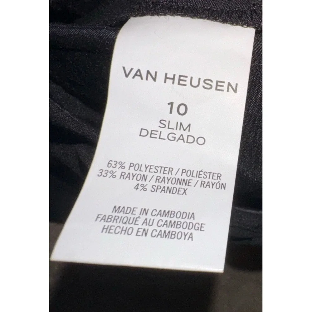 New VAN HEUSEN Boys Black Dress Pants Regular Size 10 Slim Flex Flat Front‎